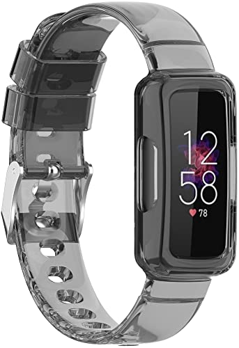 Chainfo Silikon Uhrenarmband kompatibel mit Fitbit Inspire 3, mit Schnellverschluss NO230222 (Transparent Black) von Chainfo