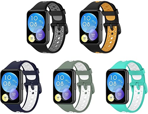 Chainfo Silikon Uhrenarmband kompatibel mit Huawei Watch Fit 2 / Fit 2, mit Schnellverschluss NO220905 (H [Pack of 5]) von Chainfo