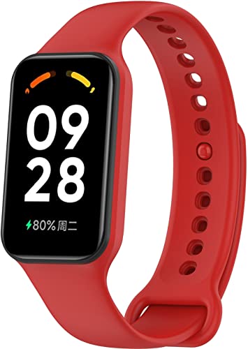 Chainfo Silikon Uhrenarmband kompatibel mit Xiaomi Band 8 Active/Redmi Band 2, Ersatzarmband Sportarmband Uhr Zubehör NO240418 (Red) von Chainfo