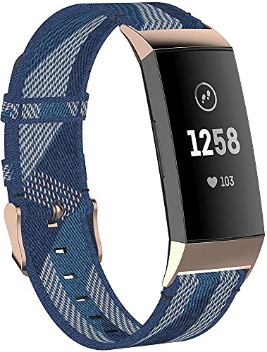 Chainfo Uhrenarmband kompatibel mit Fitbit Charge 4 / Charge 3 SE/Charge 3 / Charge 3 Special Edition, Premium NATO Strap - Vintage Edition - Schließe Edelstahl Matt (Pattern 7) von Chainfo