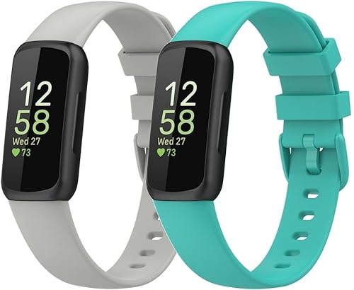 Chainfo Uhrenarmband kompatibel mit Fitbit Inspire 3, Premium Weiches Silikon Verstellbarer Ersatzgurt NO240313 (E [Pack of 2]) von Chainfo