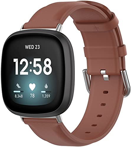 Chainfo Uhrenarmband kompatibel mit Fitbit Versa 3 / Fitbit Sense, Lederarmband Ersatz-Watch Armband mit Edelstahl Metall Schließe für Herren Damen (Pattern 1) von Chainfo