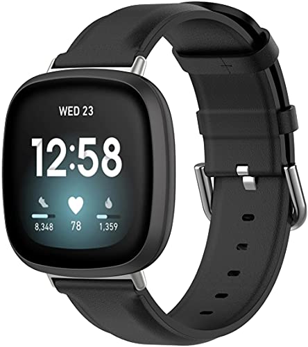 Chainfo Uhrenarmband kompatibel mit Fitbit Versa 3 / Fitbit Sense, Lederarmband Ersatz-Watch Armband mit Edelstahl Metall Schließe für Herren Damen (Pattern 7) von Chainfo