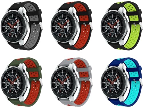 Chainfo Uhrenarmband kompatibel mit Ticwatch Pro 2021 / Pro 3 / Pro 2020 / Pro X/Pro 3 lite, Premium Weiches Silikon Verstellbarer Ersatzgurt NO240303 (22mm, E [Pack of 6]) von Chainfo