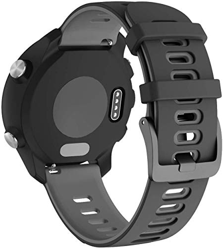 Chainfo Unisex Silikon Uhrenarmbänder kompatibel mit Garmin Forerunner 235 / Forerunner 230 / Forerunner 735XT, Gebürstete Edelstahl Schwarz Schnalle (Pattern 6) von Chainfo