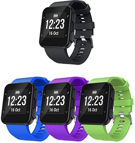 Chainfo Unisex Silikon Uhrenarmbänder kompatibel mit Garmin Forerunner 35 / Forerunner 30, Gebürstete Edelstahl Schwarz Schnalle NO220830 (J [Pack of 4]) von Chainfo