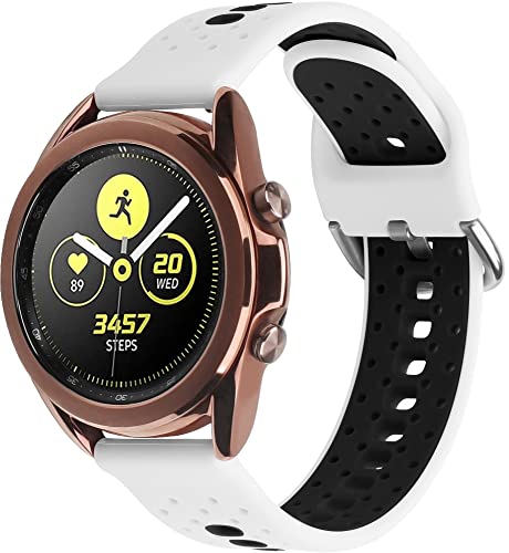 Chainfo Unisex Silikon Uhrenarmbänder kompatibel mit Huawei Watch GT 2 42mm / Watch Elegant/Watch GT 2 Elegant, Gebürstete Edelstahl Schwarz Schnalle (20mm, Pattern 6) von Chainfo