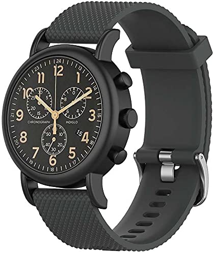 Chainfo Unisex Silikon Uhrenarmbänder kompatibel mit Timex Weekender/Timex Expedition, Gebürstete Edelstahl Schwarz Schnalle (Pattern 7) von Chainfo