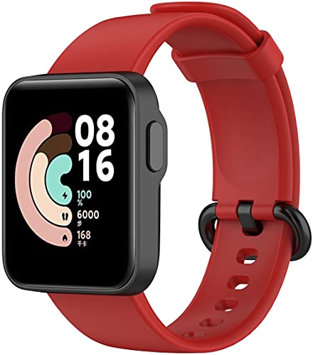 Chainfo Unisex Silikon Uhrenarmbänder kompatibel mit Xiaomi Mi Watch Lite/Redmi Watch, Gebürstete Edelstahl Schwarz Schnalle (Pattern 8) von Chainfo