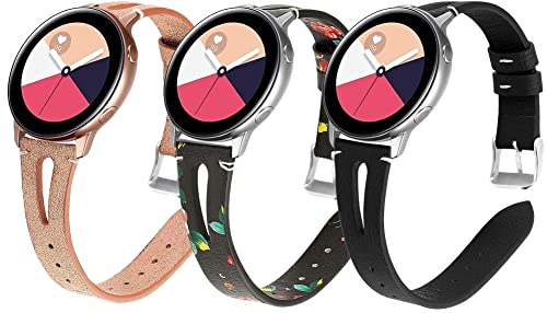 Chainfo echt Leder Uhrenarmband kompatibel mit Honor Watch SE / MagicWatch2 42mm, Armband gepolstert Kalbsleder Gurt Edelstahl Schnalle (20mm, I [Pack of 3]) von Chainfo