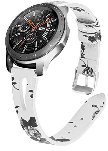 Chainfo echt Leder Uhrenarmband kompatibel mit Honor Watch SE / MagicWatch2 42mm, Armband gepolstert Kalbsleder Gurt Edelstahl Schnalle (20mm, Pattern 3) von Chainfo