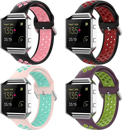 Chainfo kompatibel mit Fitbit Blaze Armband, Silikon Uhrenarmband Sportarmband NO220830 (J [Pack of 4]) von Chainfo