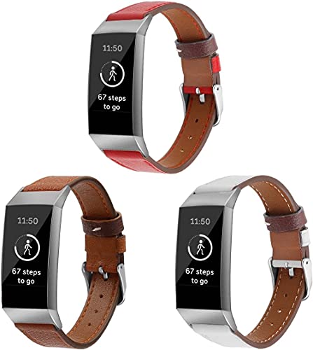 Chainfo kompatibel mit Fitbit Charge 4 / Charge 3 SE/Charge 3 / Charge 3 Special Edition Armbänder Armband Leder, Schlank Ersatzband Band Uhrenarmband (3-Pack I) von Chainfo