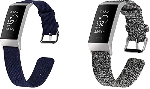 Chainfo kompatibel mit Fitbit Charge 4 / Charge 3 SE/Charge 3 / Charge 3 Special Edition Armband Woven Armbänd, Ersatzband Gewebte Stoff Armbands Zubehör Sport Armbänder (Pattern 2+Pattern 3) von Chainfo