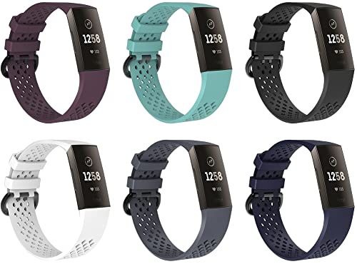 Chainfo kompatibel mit Fitbit Charge 4 / Charge 4 SE/Charge 3 / Charge 3 SE Armband, Silikon Uhrenarmband Sportarmband (I [Pack of 6]) von Chainfo