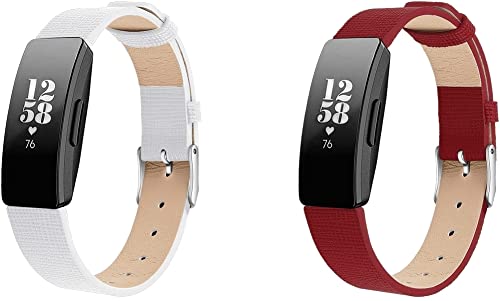 Chainfo kompatibel mit Fitbit Inspire/Inspire HR Armbänder Armband Leder, Schlank Ersatzband Band Uhrenarmband (Pattern 2+Pattern 4) von Chainfo