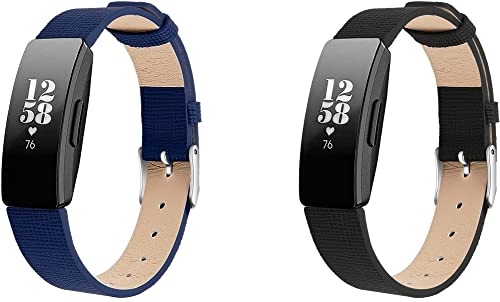 Chainfo kompatibel mit Fitbit Inspire/Inspire HR Armbänder Armband Leder, Schlank Ersatzband Band Uhrenarmband (Pattern 6+Pattern 7) von Chainfo
