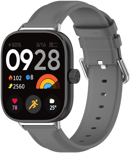 Chainfo kompatibel mit Xiaomi Smart Band 8 Pro/Redmi Watch 4 Uhr Band, Kalbsleder Ersatz Band Uhrenarmband mit Edelstahl Faltschließe NO240327 (Grey) von Chainfo