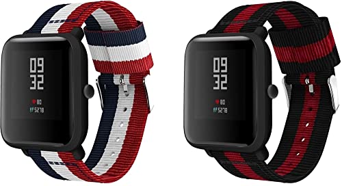 Nylon Quick Release Ersatz Uhrenarmband kompatibel mit Garmin Vivoactive 3 / Vivoactive 3 Music/Approach S40 / Vivomove Sport, Uhrenband für Damen und Herren | Mehrere (20mm, Pattern 2+Pattern 5) von Chainfo