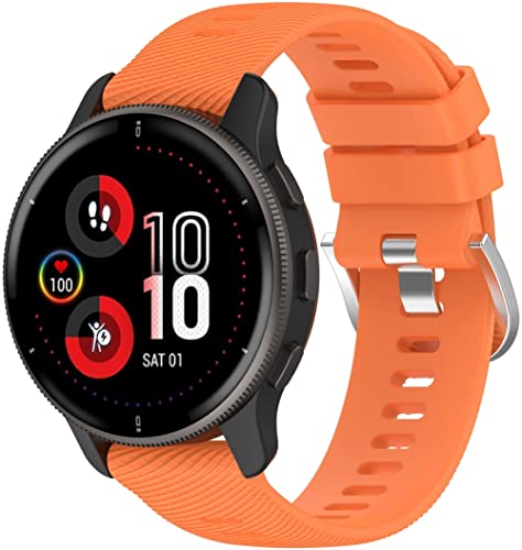 Silikon Uhrenarmbänder kompatibel mit Amazfit Bip U/Active/GTS 2e / Bip Lite/GTS, Gebürstete Edelstahl Schnalle NO240313 (20mm, Orange) von Chainfo