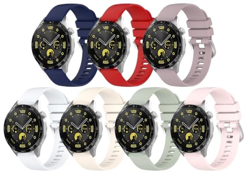 Silikon Uhrenarmbänder kompatibel mit Garmin Vivomove 3S / Move 3S / Active S/Vivoactive 4S / Venu 2S, Gebürstete Edelstahl Schnalle NO240218 (18mm, H [Pack of 7]) von Chainfo
