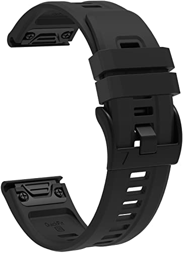 Uhrenarmband kompatibel mit Garmin Descent mk1 / Fenix 5X Plus/Fenix 3 / Enduro 2 / Fenix 6X PRO, Premium Weiches Silikon Verstellbarer Ersatzgurt NO230725 (Black) von Chainfo