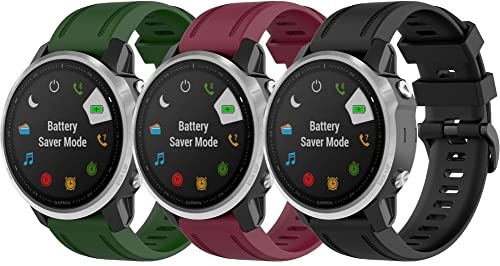 kompatibel mit Garmin Fenix 6S / Fenix 6S Pro/Instinct 2S / Fenix 5S / Fenix 5S Plus Soft Silikon Classic Ersatz Uhrenarmbänder NO230111 (H [Pack of 3]) von Chainfo