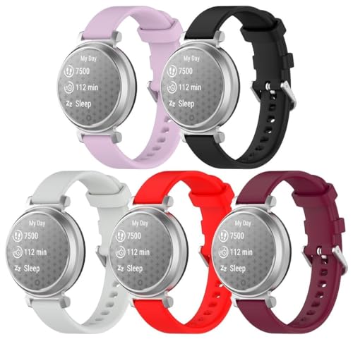 kompatibel mit Garmin Lily 2 Uhrenarmbänder Soft Silikon Classic Ersatz NO240428 (C [Pack of 5]) von Chainfo
