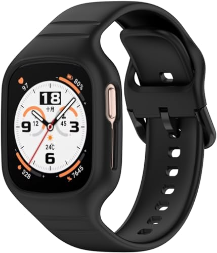 kompatibel mit Honor Watch 4 (TMA-L19) Uhrenarmbänder Soft TPU Classic Ersatz NO240111 (Black) von Chainfo