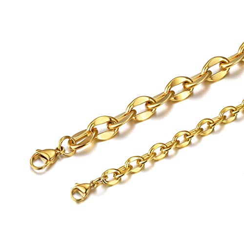 ChainsHosue 18k gold runde rolo link kette halskette edelstahl erbskette unisex Ankerkette für Mädchen und Jungen von ChainsHouse