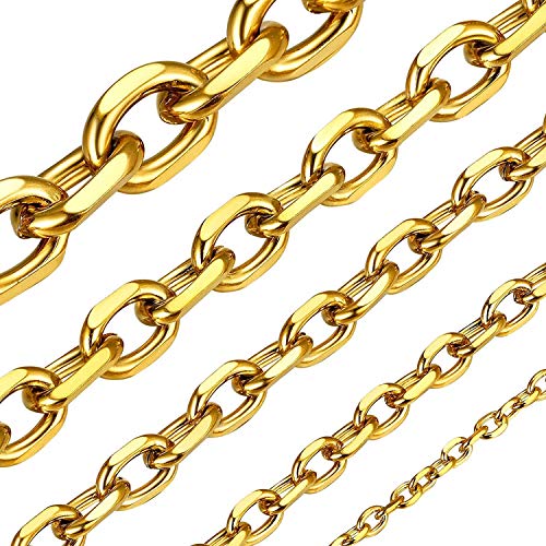 ChainsHosuse Cold herrenkette Herren Edelstahl Halskette Frauen Gold Rolokette 5mm Goldene Kette Damen Ankerkette 55cm Herren Vergoldet Gliederkette O-Kette Schmuck für Freundin Geschenkebox enthält von ChainsHouse