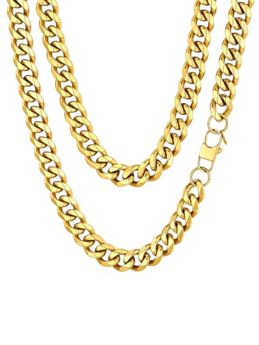 ChainsHouse 12mm Breit 66cm Fashion Panzerkette hochwertige Schmuckkette gold plattiert Halskette für Hip pop Rapper Punk fans von ChainsHouse