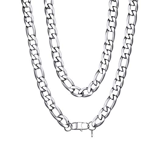 ChainsHouse Figaro Kette Damen Figarokette Edelstahl Halskette 13mm Gliederkette Silber Robuste Kette 46cm 3:1 Glieder Link Chain Halsreif Halsband Halsschmuck Modeschmuck für Mutter von ChainsHouse