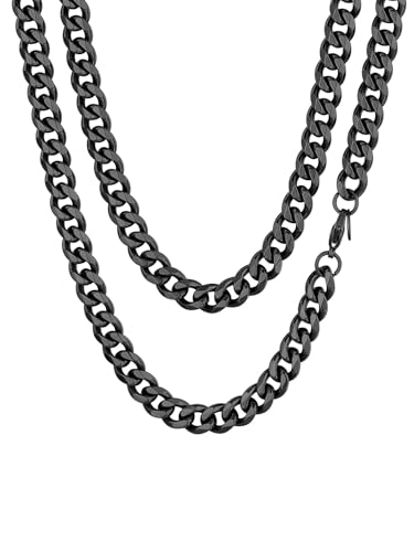 ChainsHouse 46cm 9mm Breit schwarze Halskette Hip pop Rapper haltbare Panzerkette für coole Damen und Herren von ChainsHouse