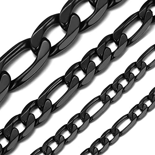 ChainsHouse 18 inch 9mm Breit schwarzfarbe Modenschau Figarokette Herren Halskette ideales für Männer Junge von ChainsHouse