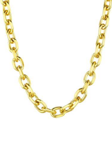 ChainsHouse Halskette Damen Gold Kette für Damen Glieder Rolo Halskette Edelstahl Herren Rolokette 12mm Gliederkette 66cm Goldene Kette ohne Anhänger Frauen Ankerkette O-Kette Schmuck für Mutter von ChainsHouse