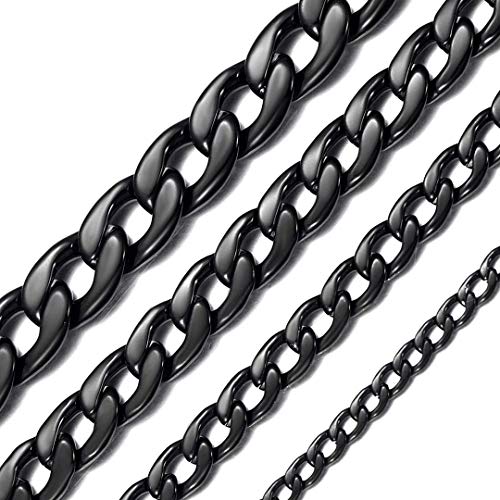 ChainsHouse 24’‘ 12mm Breit schwarze kubanischekette ohne Anhänger Vintage kubanischekette für jeden Party von ChainsHouse