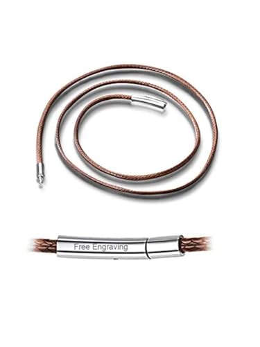 ChainsHouse Damen Halskette 2mm Lederband Lederkorde Braun Kette mit Gravur Frauen Leder Lederband Halskette Verschluss Kette Herren Geflochtene Lederkette 51cm Lederhalsband Schmuck für Mutter von ChainsHouse
