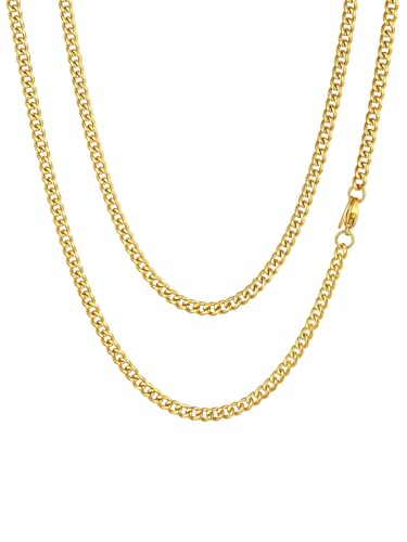 ChainsHouse 76cm Länge 3mm Halskette mit Karabinerverschluss Hip pop Kette Herren hochwertigen Schmuck kette, ideales Geschenke für Vater/Bruder/Freund von ChainsHouse