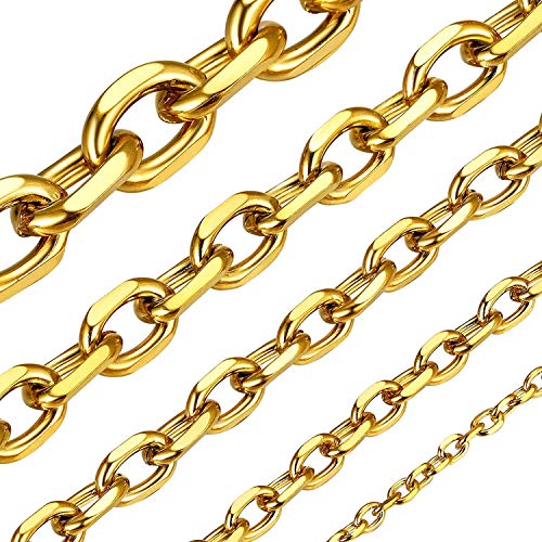 ChainsHouse 316L Edelstahl frauenkette gold 3mm breit 61cm lang Kabelhalskette Twisted Kreuz Kette für Damen und Mädchen von ChainsHouse