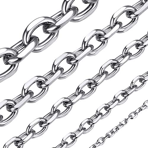 ChainsHouse 316L Edelstahl herrenkette Silber 3mm breit 61cm lang Kabelhalskette Twisted Kreuz Kette für Damen und Mädchen von ChainsHouse