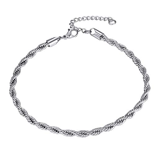 ChainsHouse 3mm edelstahl Kordelkette fußkette damen Sommer fußschmuck mit Geschenkebox für damen und Mädchen von ChainsHouse