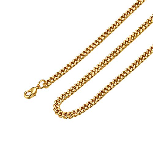 ChainsHouse 4.5mm Breit 46 cm Vergoldet Kupfer Herrenkette Hip pop Schmuckkette mit Schmuckbeutel als Geschenke für Männer und Junge von ChainsHouse