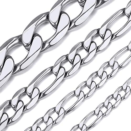 ChainsHouse 4mm Breit 75cm Silber Figarokette Hip pop Kette Herren Schmuck ohne Anhänger von ChainsHouse