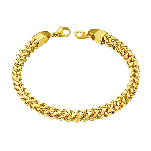 ChainsHouse 4mm Vergoldet Herren Armband Jungen Armskette 21CM Curb Armband von ChainsHouse