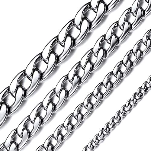 ChainsHouse 5mm Breit 18 inch silberfarbe kubanischekette mit Karabinerverschluss Damen Herren Schmuck mit Geschenkebox-perfekte Geschenke an Vatertag von ChainsHouse