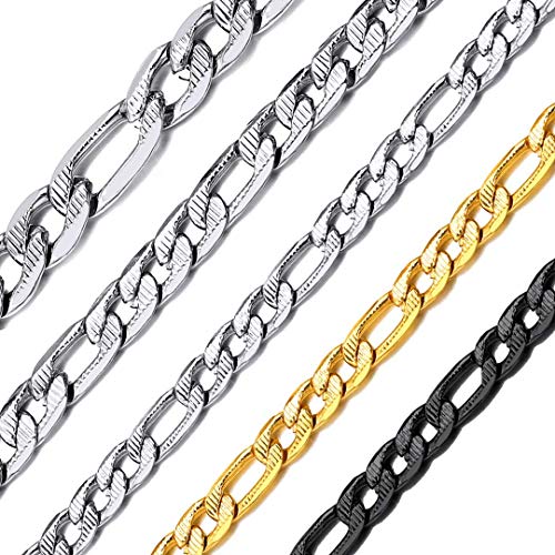 ChainsHouse 7.5mm Breit Figarokette in Männer Silber Schmuck 55cm Halskette ohne Anhänger mit Schmuckbeutel von ChainsHouse