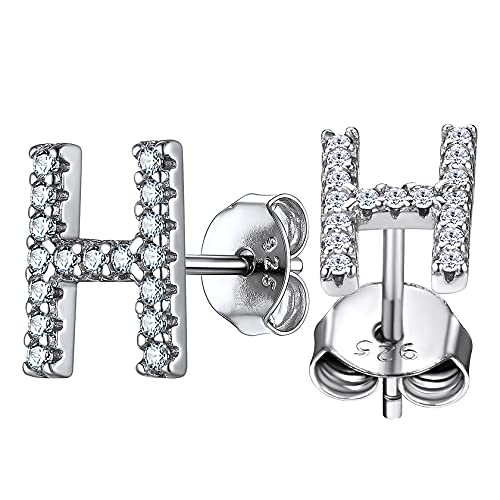 ChainsHouse 925 A Silber Alphabet H Ohrstecker Minimalisitische Buchstabe Ohrringe damen mädchen Letter Ohrschmuck mit Geschenkebox für Valentinstag Weihnachten von ChainsHouse