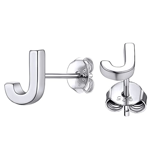 ChainsHouse 925 A Silber Alphabet J Ohrstecker Minimalisitischer Initialer Namen Ohrstecker Damen Mädchen Letter Ohrschmuck mit Geschenkebox für Valentinstag Weihnachten von ChainsHouse
