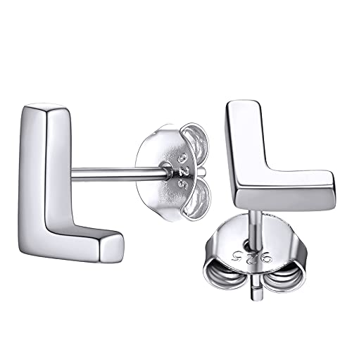 ChainsHouse 925 Sterling A Silber Kleiner Buchstabe L Ohrstecker damen mädchen Minimalisitischer Alphabet Ohrstecker mit Geschenkebox für Verlorbung Weihnachten von ChainsHouse